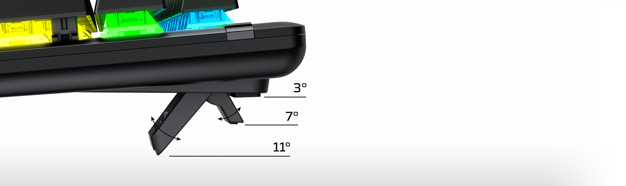 Three adjustable keyboard tilt angles